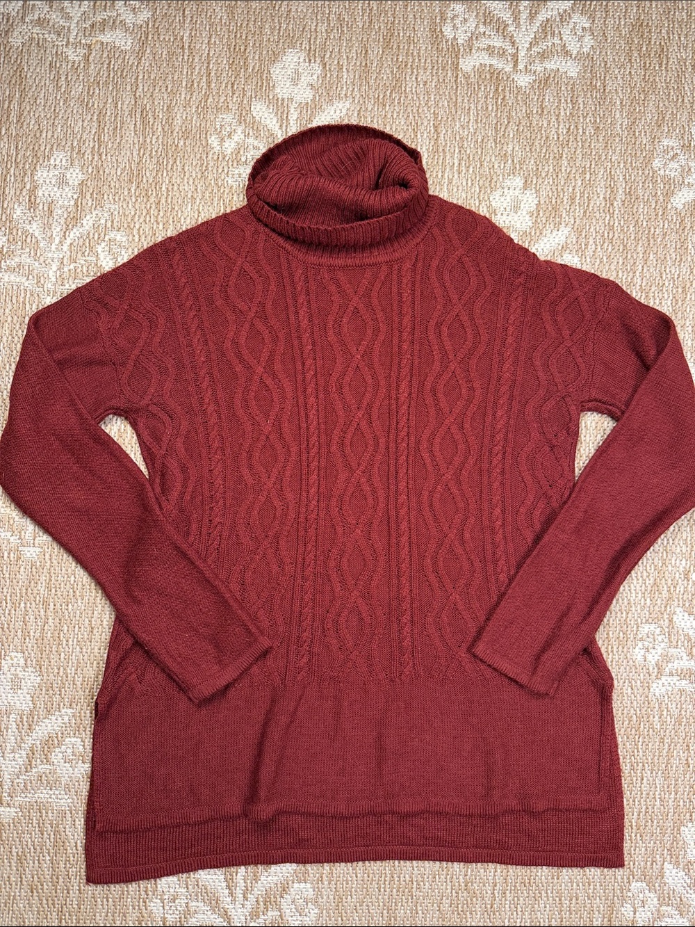 89th & Madison Burgundy Cable Turtleneck Sweater